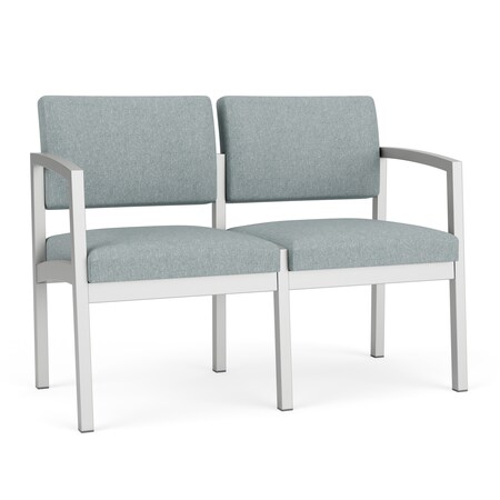 Lesro Ash (Blue) Seat, 2 Seat Sofa, 43.5 W 24.5 L 32 H, Linette Vinyl Seat, Lenox Steel Series LS2101